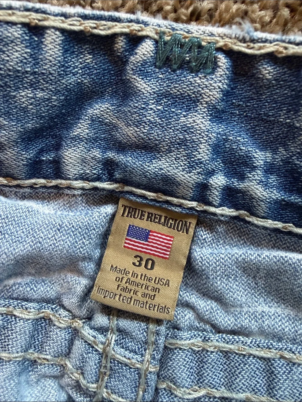 Y2K True Religion Men's Light Blue Washed Straight Jeans